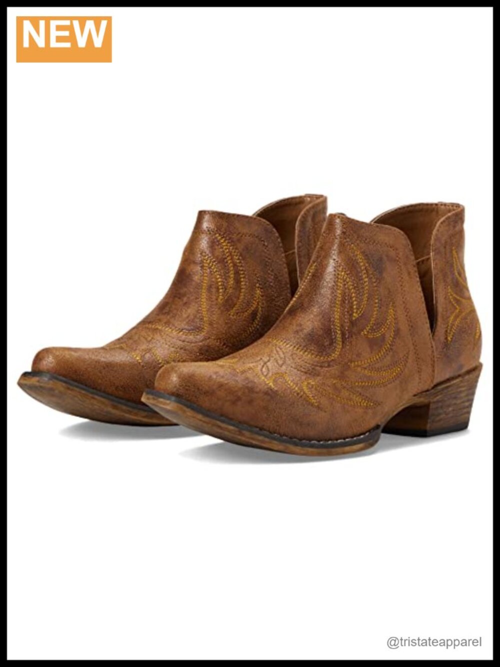 Faux Leather Snip Toe Ankle Booties with Stacked Heel